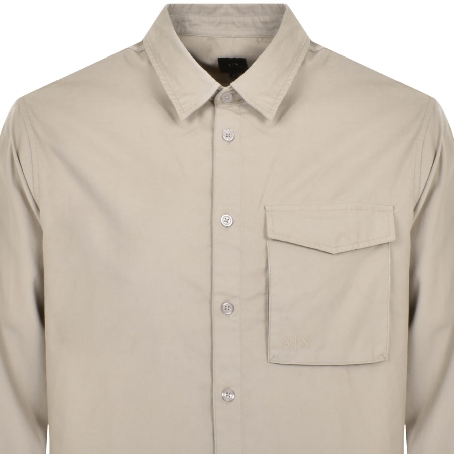 Armani Exchange Long Sleeve Shirt Beige | Mainline Menswear